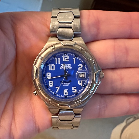 Guess Waterpro Silver Watch with Blue Dial - Picture 1 of 1